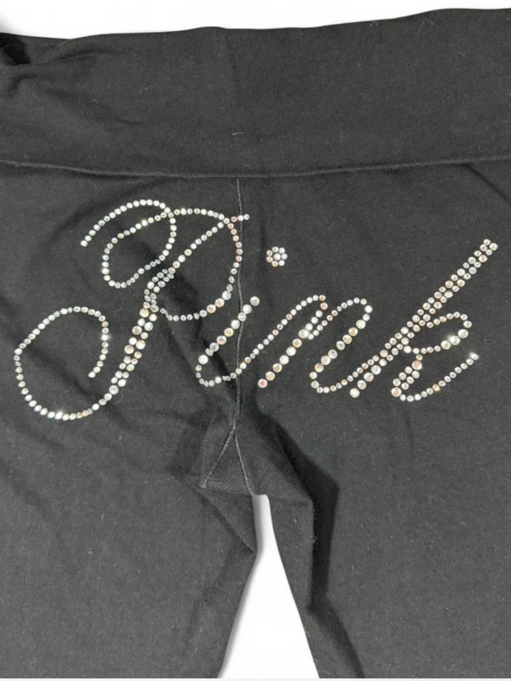 Victoria’s Secret PINK Rhinestone Yoga Pants Flare Y2K Black - Picture 2 of 4